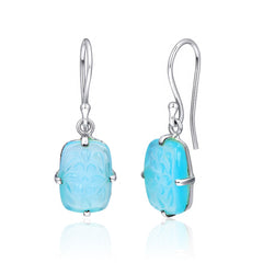 Sky Blue Carved Set in 925 Silver