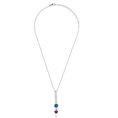 Garnet & Apatite Vertical Pendant Necklace in 925 Silver