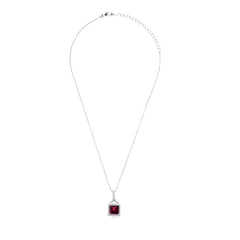 Halo Garnet Necklace in 925 Silver