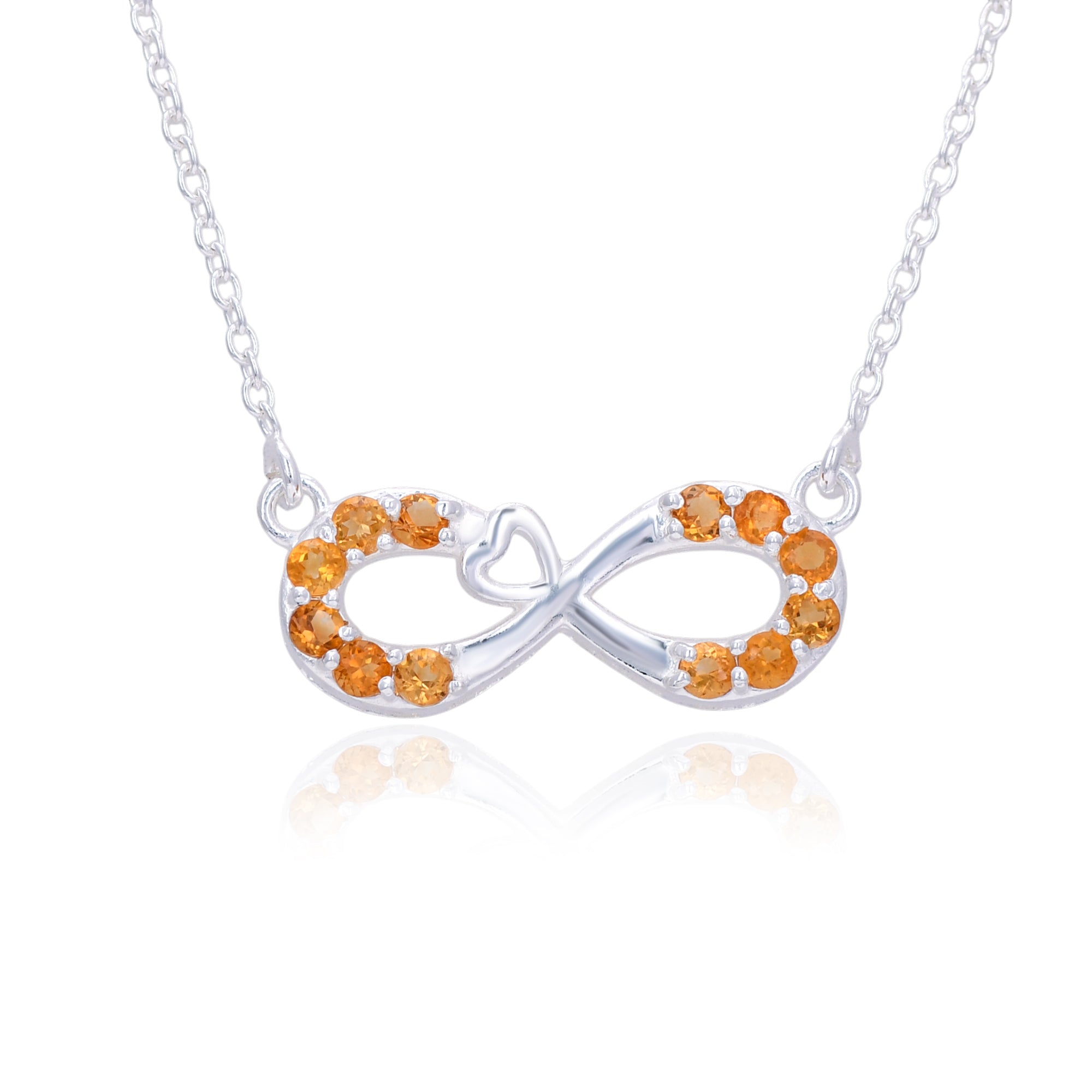 Dainty Citrine Infinity Necklace in 925 Silver