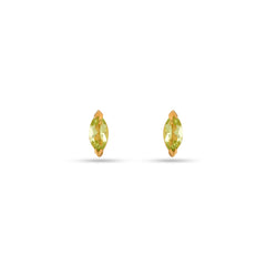 Pair of silver earrings with rose gold accents on a white background