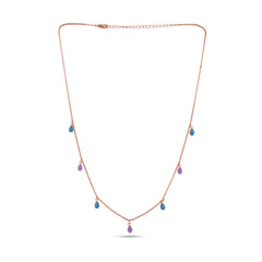 Drop Enamel Charm Necklace In 925 Silver