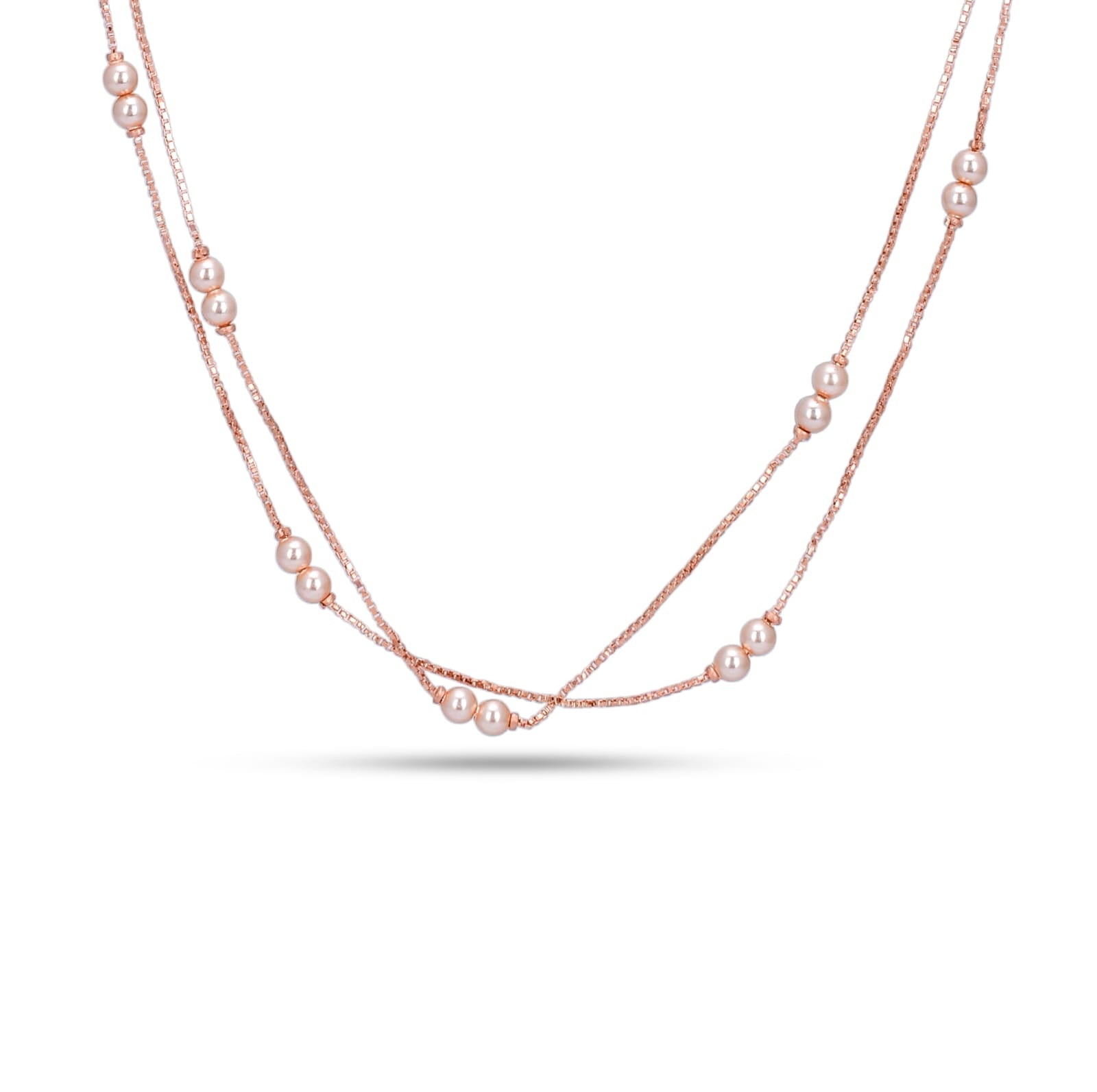 Two-layered pearl necklace on a white background
