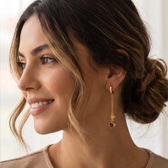 Garnet Stone Silver Earrings