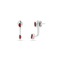 Garnet Stone Silver Earrings