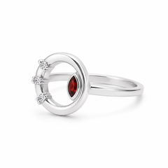 Garnet Stone 925 Silver Ring