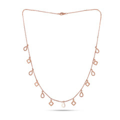 Geometric Charm Rose Gold Necklace In 925 Silver