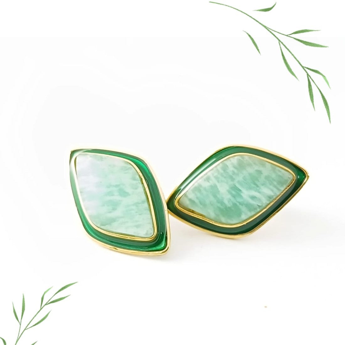 Green Amazonite Silver Earring