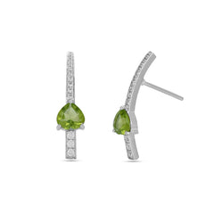 Heart Peridot CZ 925 Silver Pendant Set