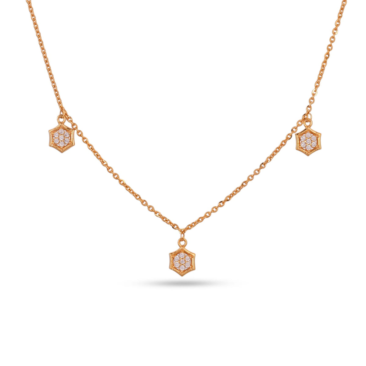 Hexagon Charm Necklace In 925 Silver