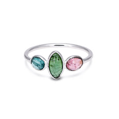 Iris Bloom Tourmaline Ring in 925 Silver