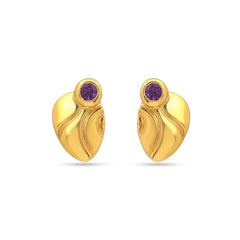Leaf Amethyst Stud Earrings in 925 Silver