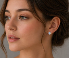 Lunar Moonstone Stud Earrings