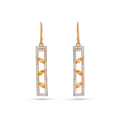 Marquise Citrine Stone Silver Earrings