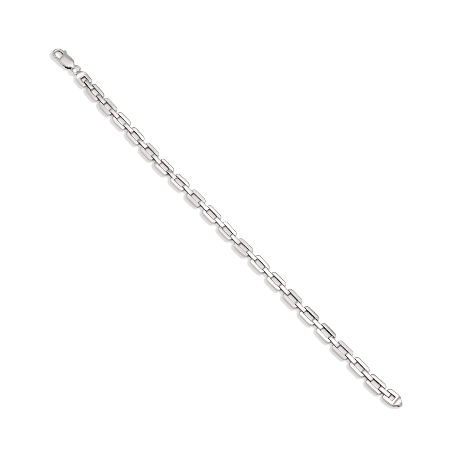 Silver chain bracelet on a white background