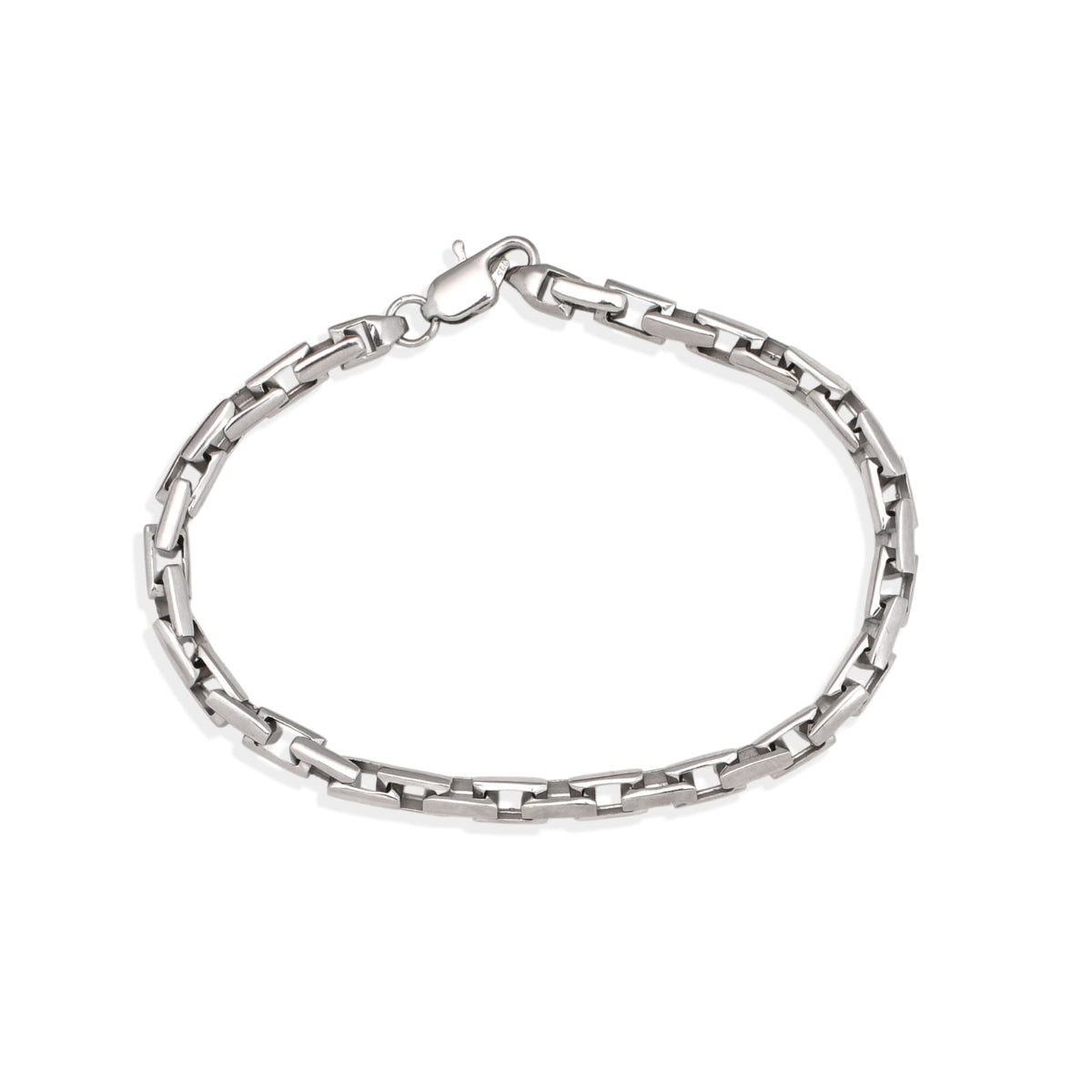 Silver bracelet on a white background