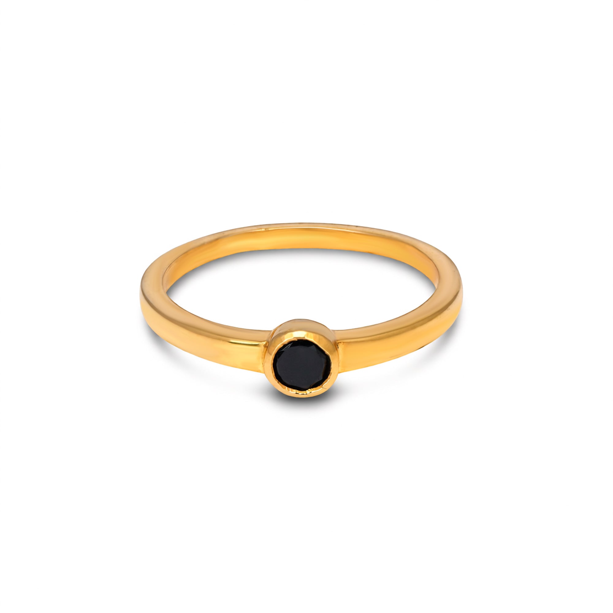 Minimal Black Spinel Gemstone Ring 