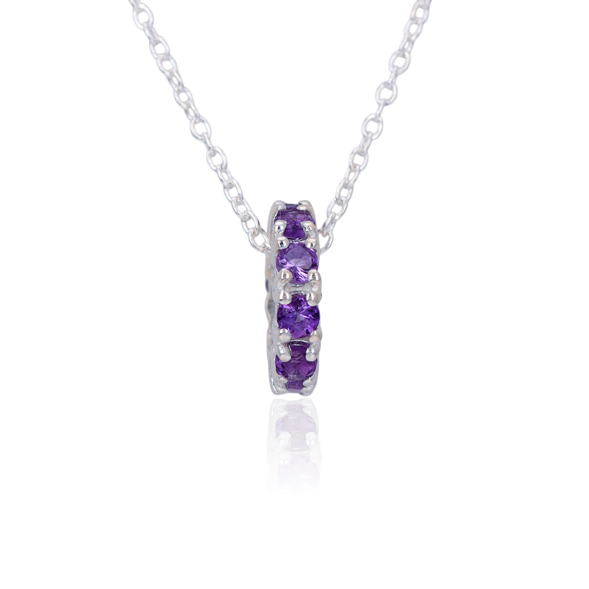 Minimal Circle Amethyst Necklace in 925 Silver 