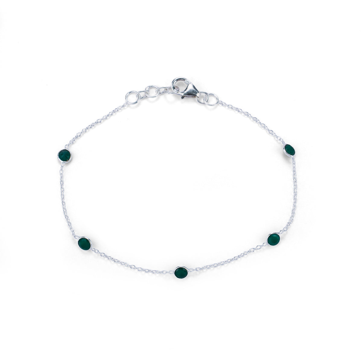Minimal Green Onyx Bracelet in 925 Silver