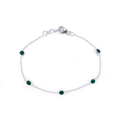 Minimal Green Onyx Bracelet in 925 Silver