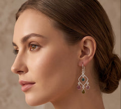 Multi Tourmaline Earrings In 925 Silver