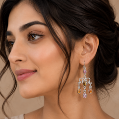 Multi Tourmaline Silver Earring