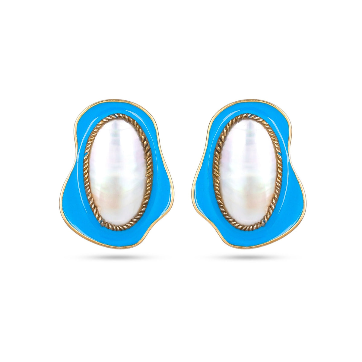 Oval Ivory Shell Silver Earring