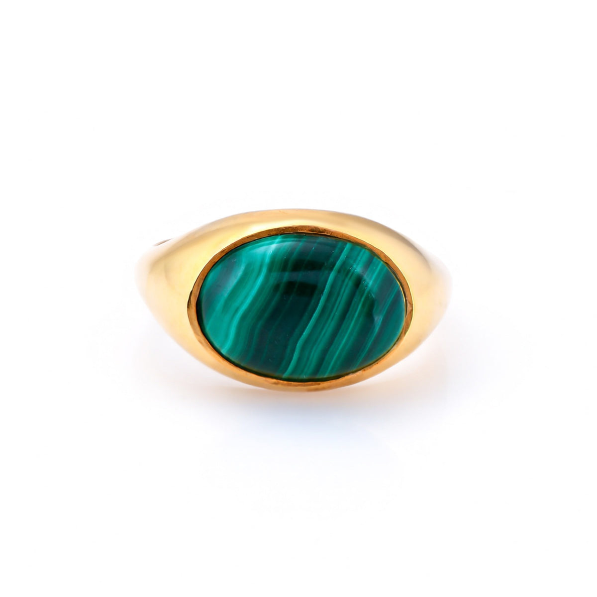Oval Malachite 925 Silver Men's Ring