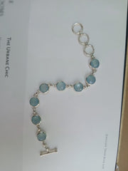 Pastel Blue Chalcedony Silver Bracelet