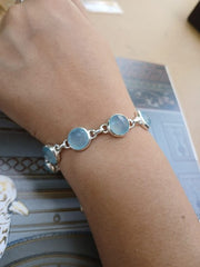 Pastel Blue Chalcedony Silver Bracelet