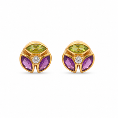 Marquiese Amethyst, Peridot Silver Earrings