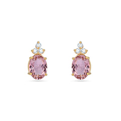 Pink Tourmaline CZ Silver Pendant Set