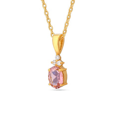 Pink Tourmaline CZ Silver Pendant Set