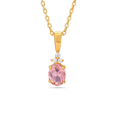 Pink Tourmaline CZ Silver Pendant Set