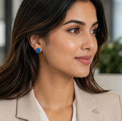 Rough Blue Apatite Stone Silver Earrings