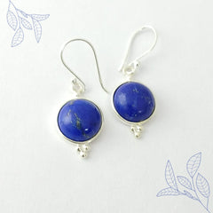 Round Blue Lapis Silver Earring