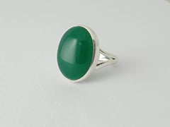 Round Green Onyx Silver Ring