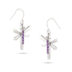 Round Amethyst dragonfly Earrings