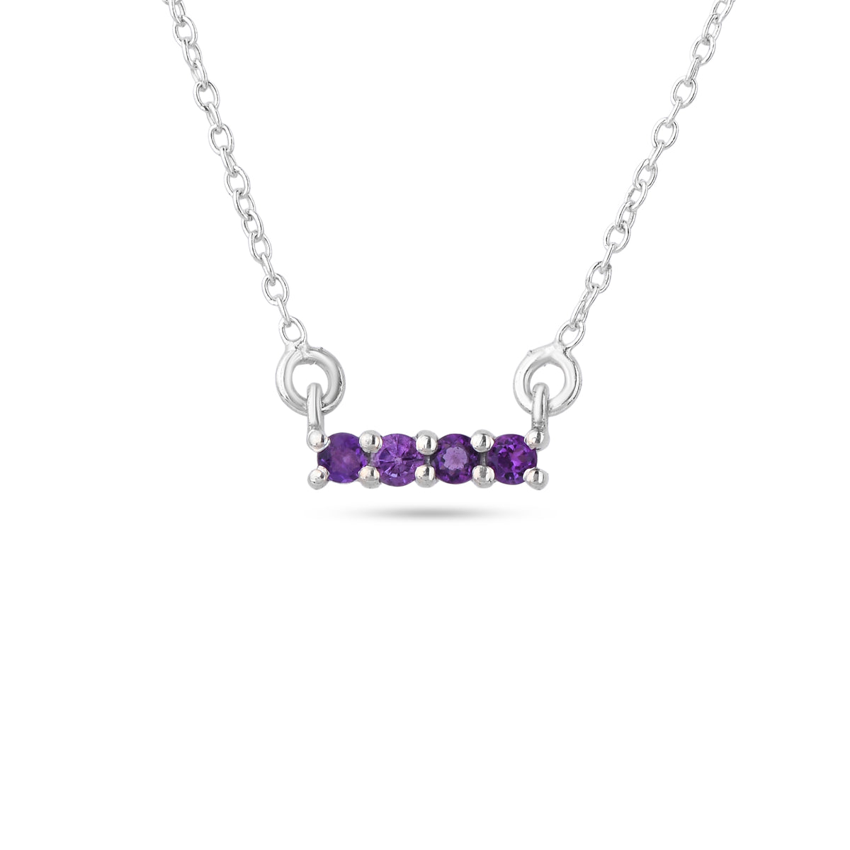 Sharp Line Amethyst Necklace in 925 Silver