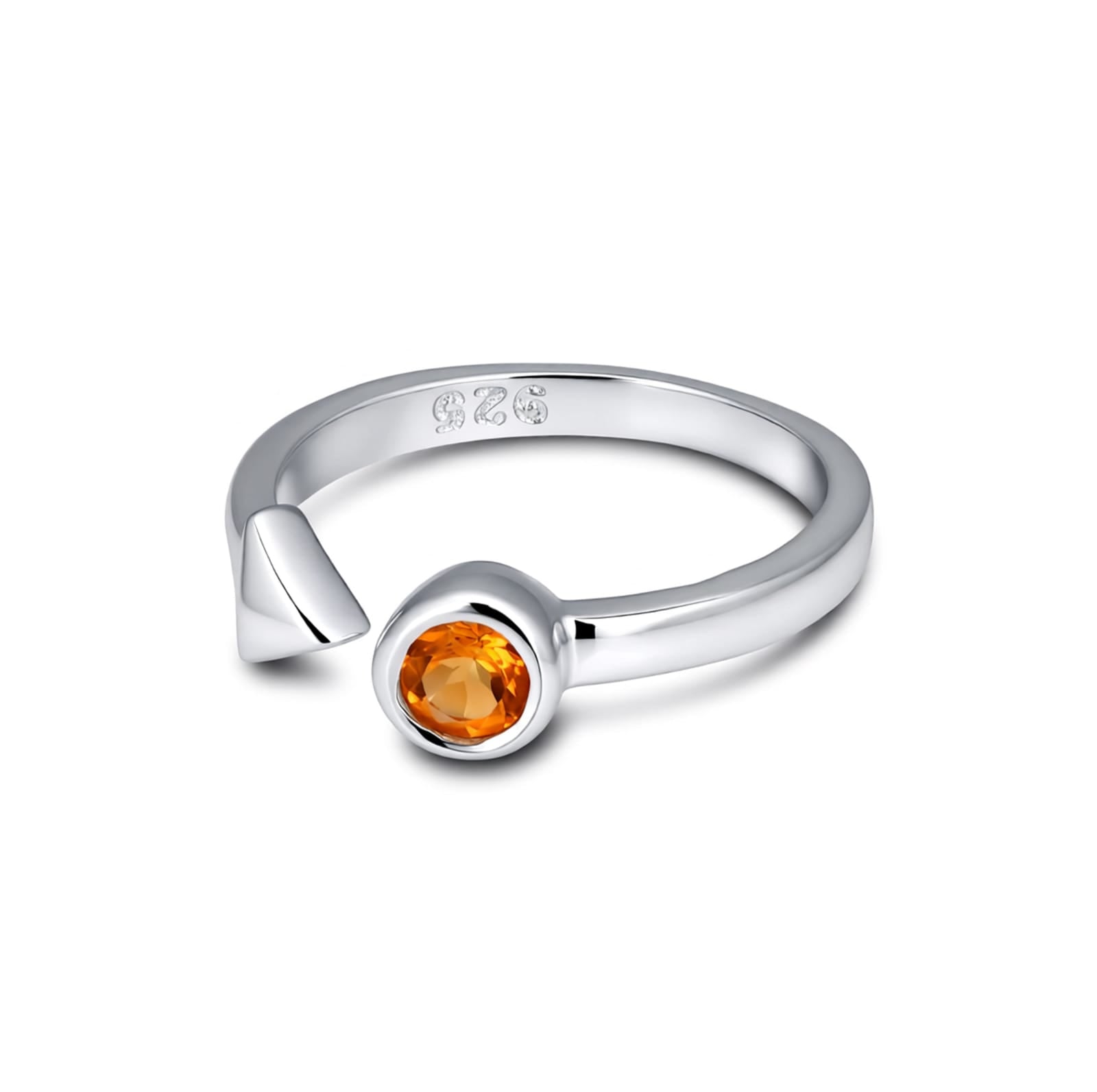 Sleek Arrow Citrine Ring in 925 Silver