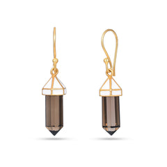 Smoky Quartz Earrings In 925 Silver