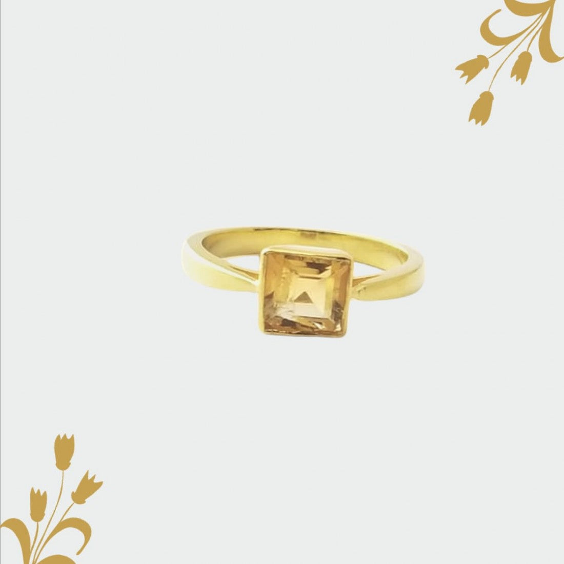 Square citrine silver ring