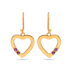 Sweetheart Amethyst Heart Dangle Earrings in 925 Silver
