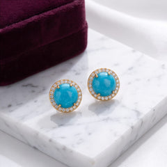 Turquoise Stone 925 Silver Earrings