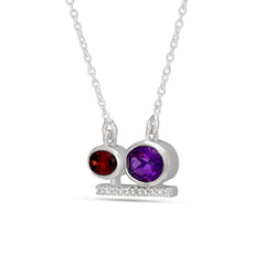 Twin Radiance Amethyst & Garnet Pendant in Sterling Silver