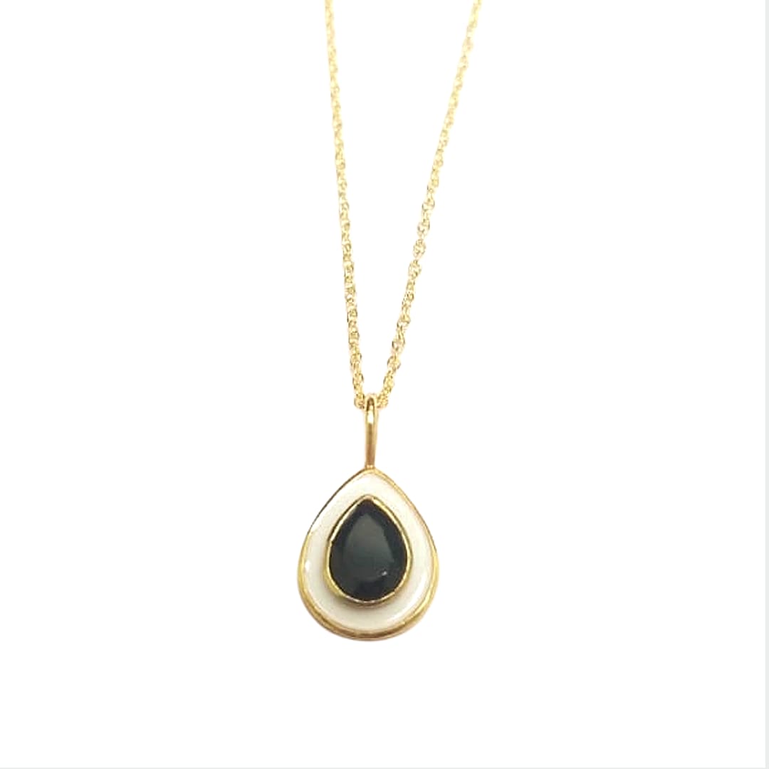 Pear black spinel necklace