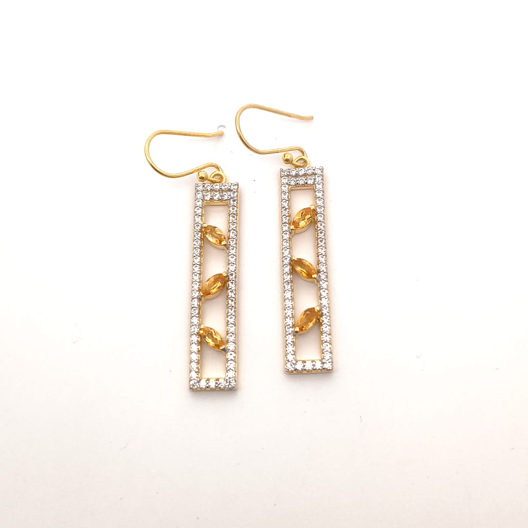 Marquiese Citrine Stone Silver Earrings