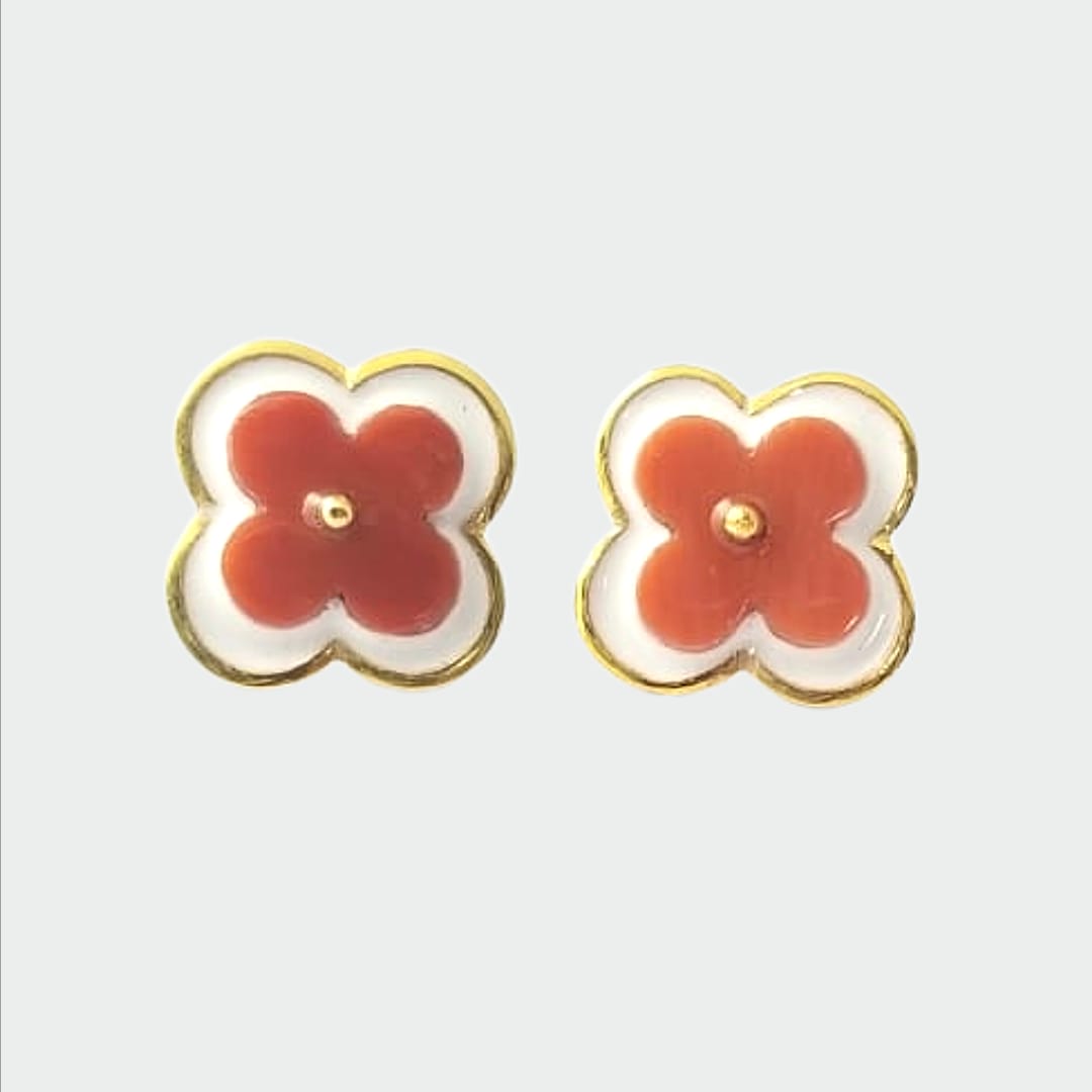Coral flower silver earrings
