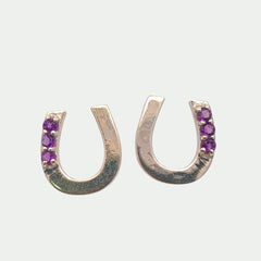 Round Amethyst Silver Earrings