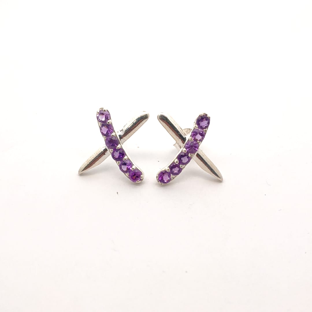Round Amethyst Earrings